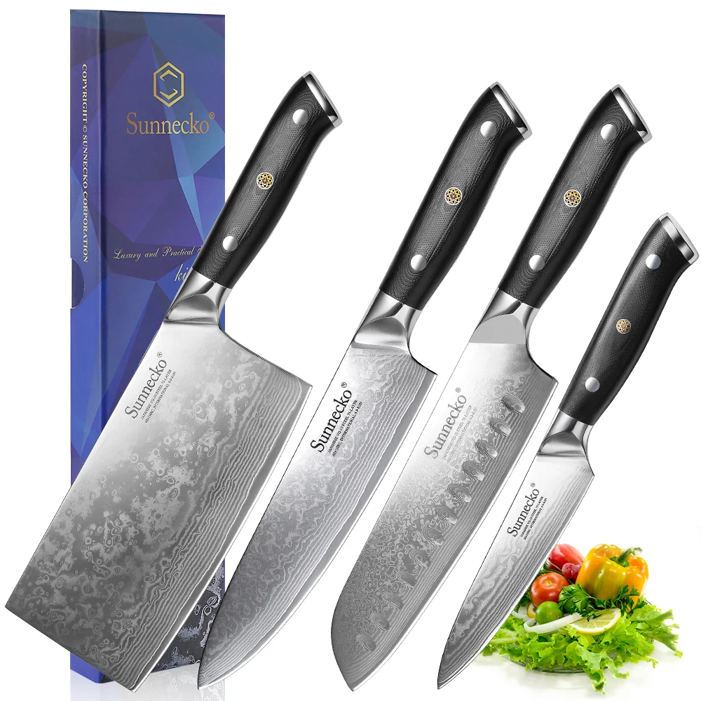 Classic 1-4PCS/Set Chef\'s Knives 73 Layers High Carbon Damascus Steel Kitchen Knife Sharp Vegetable Meat Slicing Cutter Tools