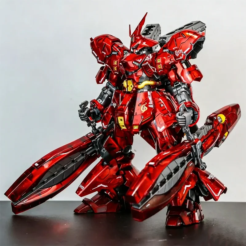 

GAOGAORG 1/144 Electroplated Translucent Fukuoka Sazabi Assembly Model Action Figure With Crab Claw Water Slide Decals Boys gift