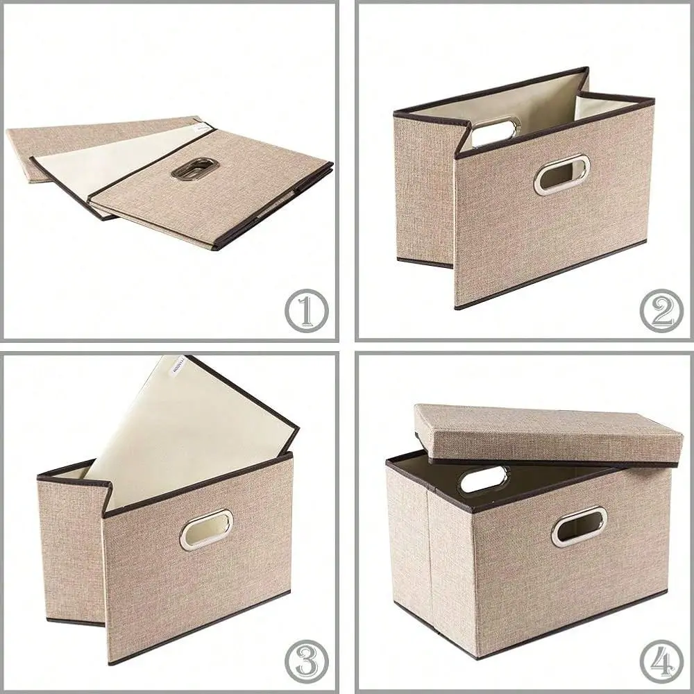 

Storage Cubes With Lids 3Pack Jute Fabric Foldable Storage Boxes Organizer Containers Baskets Bins With Cover For Home Bedroom