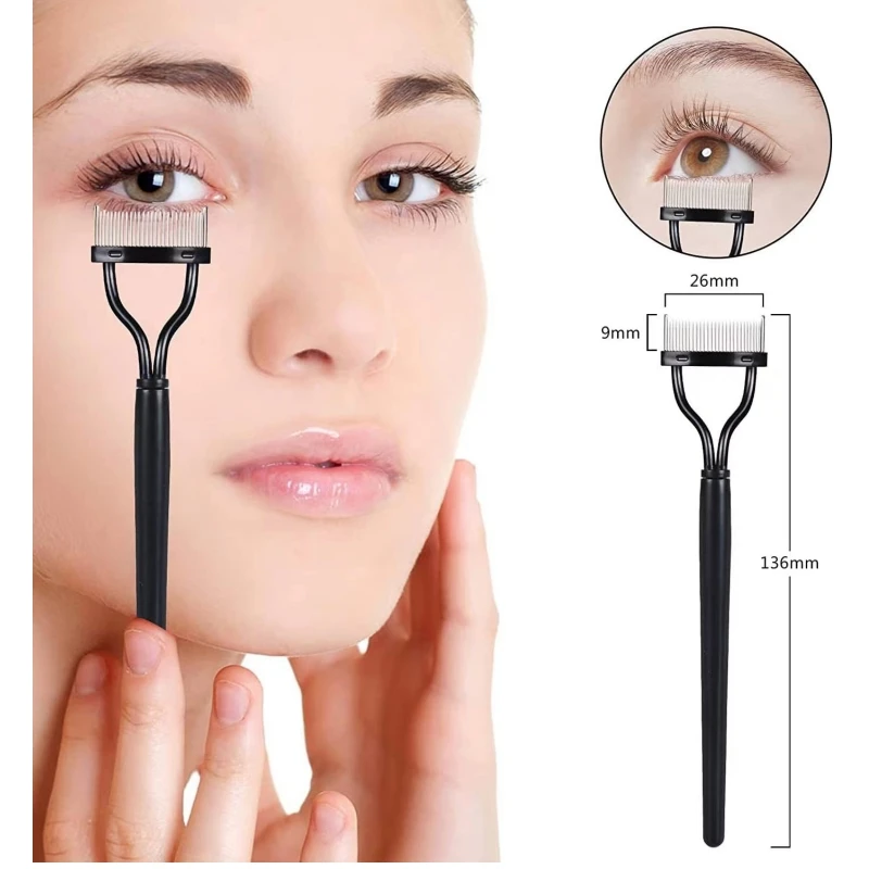 Eyelash Comb Metal Teeth Straight Eyelash Curler Beauty Makeup Stainless Eyelash Brush Comb Mascara Curl Makeup Tool