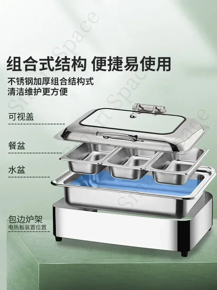 -Novo luxo elétrico-aquecimento engrossado de aço inoxidável-fogão de buffet para cantinas de hotel, usado como pote de sopa de café da manhã.-