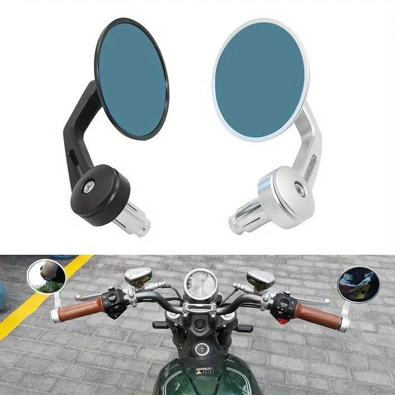 

Adjustable CNC Motorcycle Handlebar Mirror - Cafe Racer Style Flat Lens Design