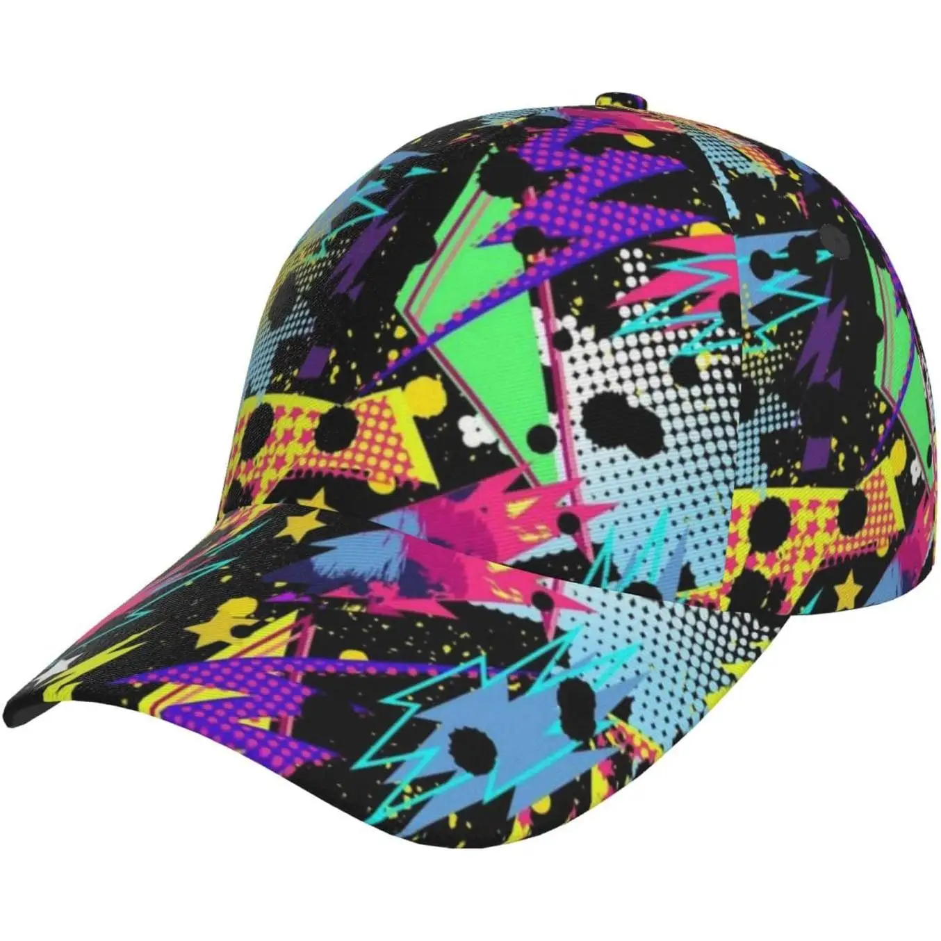 Neon Pop Art Comic Book Print Hat Funny Graffiti Hats Colorful Graffiti Baseball Adjustable Snapback Trucker Hat for Women Men