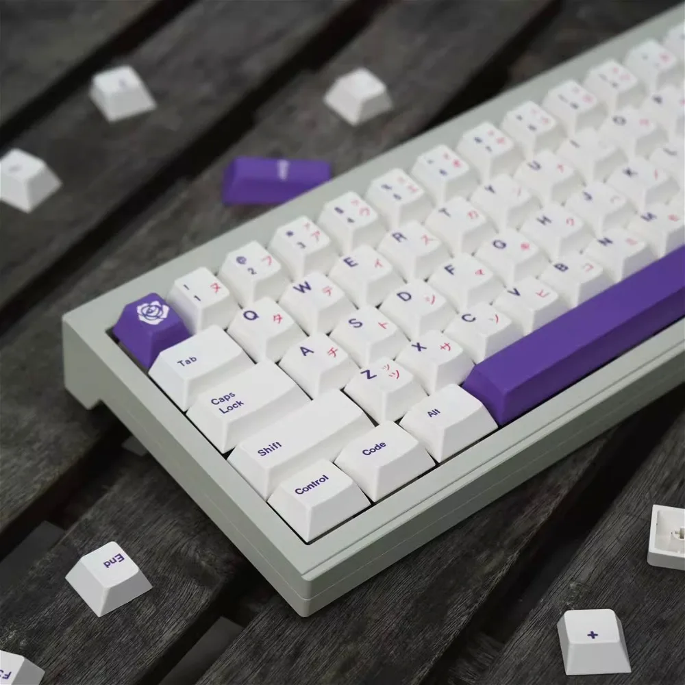 

Stylish Purple Rose Keycaps | 140+ Keys PBT Full Set for 61 Key Mech Keyboard | Custom Gaming