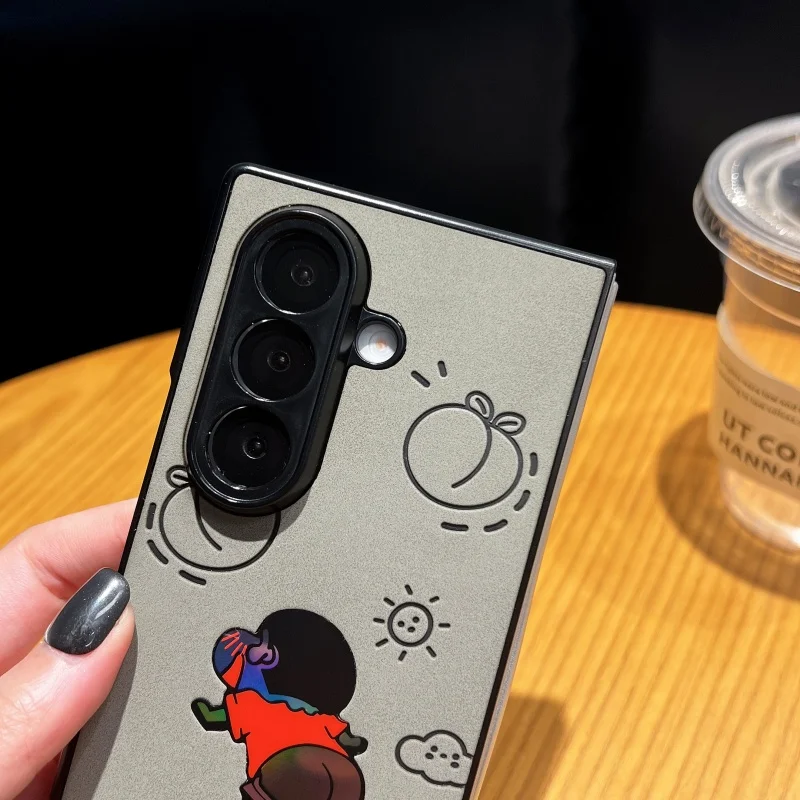 Japan Anime Cute Crayon Shin-chan Butt Laser Leather Folding Phone Case for Samsung ZFold 3 4 5 6 7 Cartoon Shin-chan Cover - Image 5
