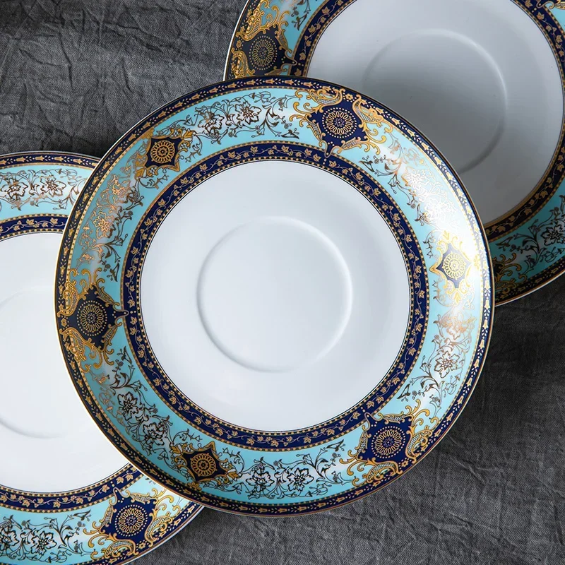 Luxury Ceramic Plates Dinner Teal Korean Plates Full Set Utensil Decoration And Table Accessories