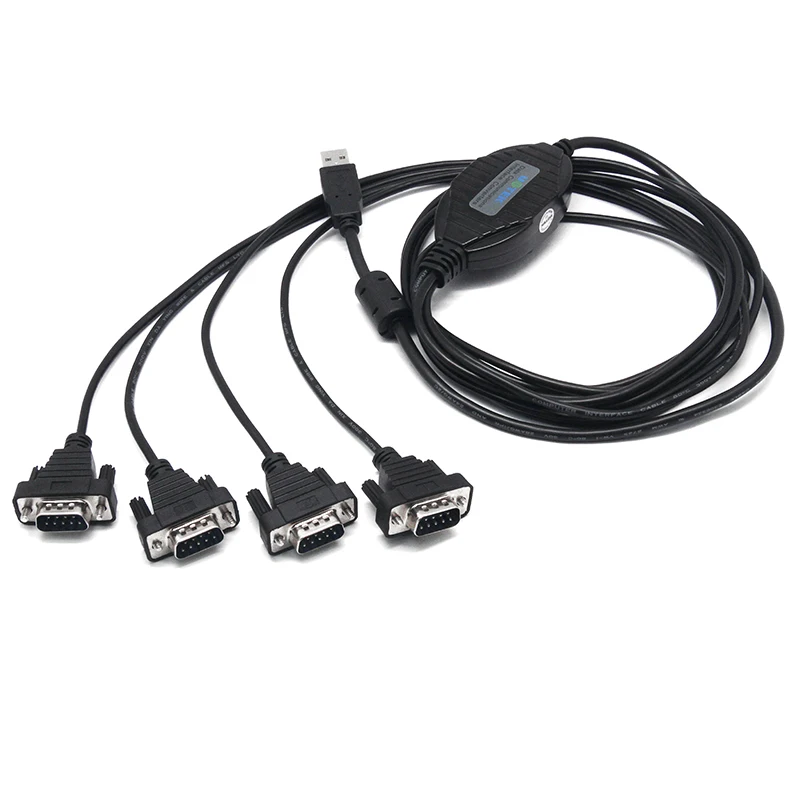 UOTEK USB 2.0 ~ 4포트 RS-232 직렬 변환기 RS232 DB9 직렬 변환기 어댑터 케이블(FTDI 칩 UT-8814 포함)