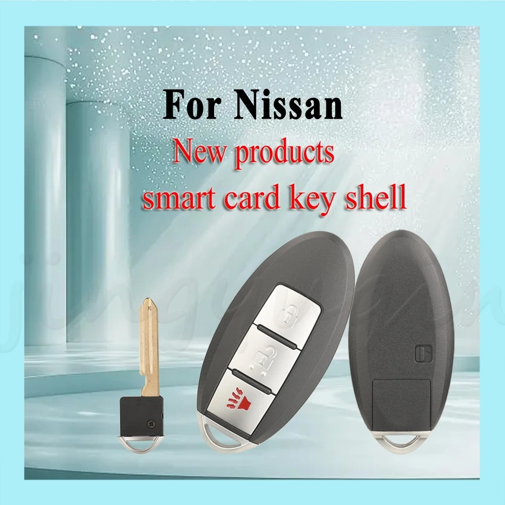 Jingyuqin 3 Buttons Remote Smart Car Key Shell Case Cover For Nissan left battery holder, shell - flattened, no standard NO LOGO