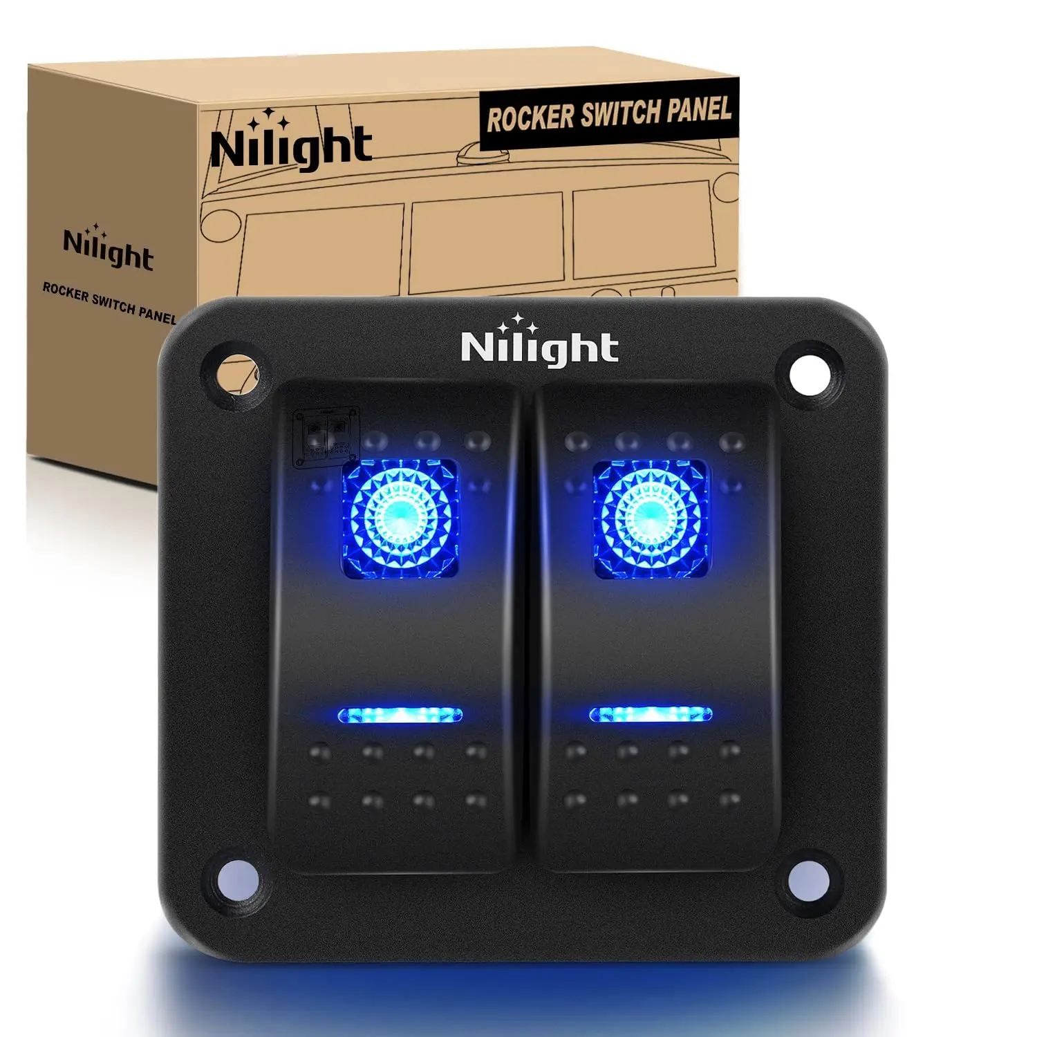 แผงสวิตช์โยก 2 ช่อง 5 ขา สวิตช์เปิด-ปิดแบบมีสายสำเร็จรูป สำหรับรถยนต์ 12V/24V เรือเดินทะเล รถเอทีวี รถพ่วง