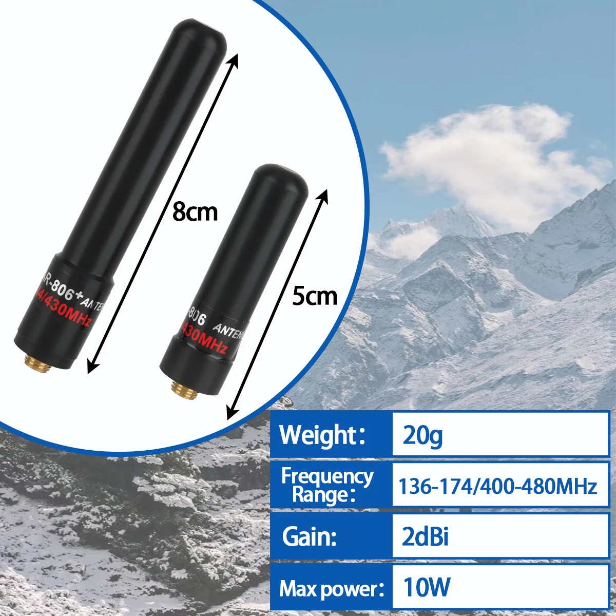 Antena Corta SRH-805S Para Walkie-talkie – Doble Banda VHF/UHF, SMA-F, 144/430MHz, 10W, Ultra Compacta
