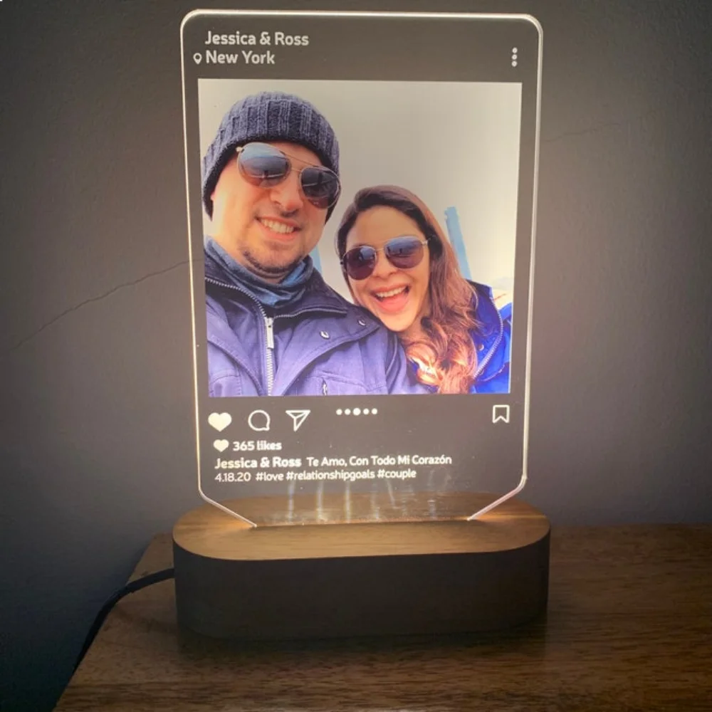 Instagram Style 3D Led Lamp Custom Lovers Photo Night Light Customized Couple Acrylic Music Plaque Wedding Anniversary Gift