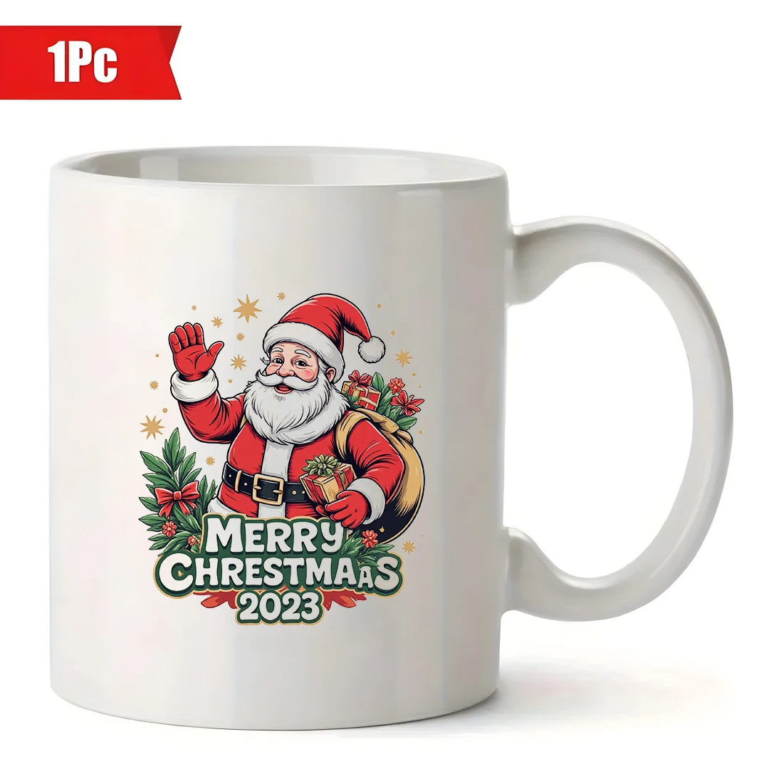 11oz copo papai noel design dos desenhos animados presente de natal crianças copo de água família escritório conjunto copo de café alegre atmosfera de natal hol