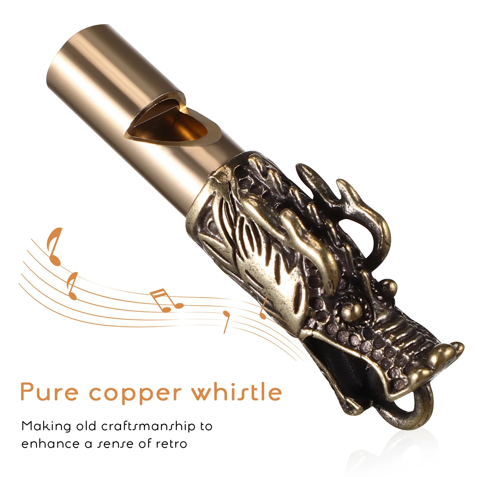 3 قطعة خمر النحاس التنين صافرة المفاتيح وظيفية التنين الصيني تصميم بصوت عال صفارة إنقاذ للتخييم في حالات الطوارئ في الهواء الطلق #6