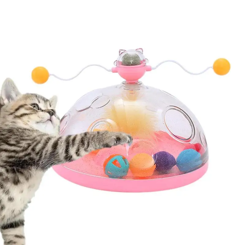 Windmill Cat Toys Cat Spinner Interactive Rotating Cat Toys Popular Indoor Pet Toys Game Toy With Whirligig Turntable For Kitten