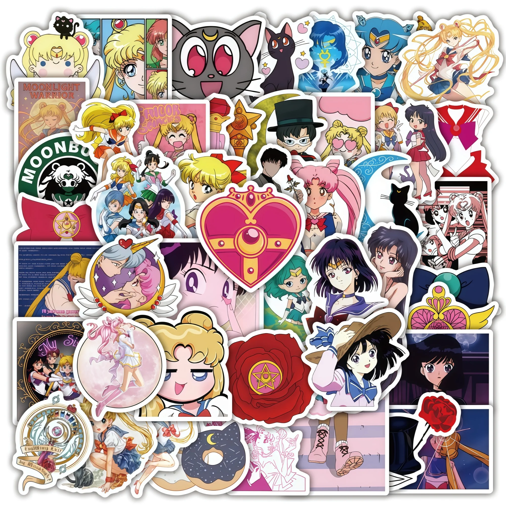 100 Pegatinas de Sailor Moon Usagi, Pegatinas Decorativas DIY para Computadoras Portátiles, Maletas, Tazas, Juguetes para Niños