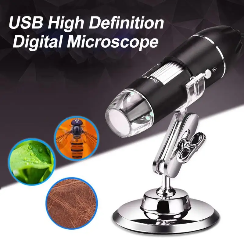 Цифровой USB-микроскоп, регулируемый электронный микроскоп с увеличением 1600x3 в 1, Type-C, с 8 светодиодами для пайки