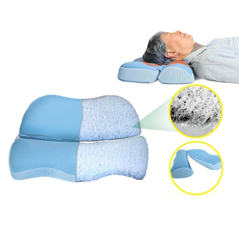 Elderly Cervical Traction Pillow 4D Fiber Pillow Cervical Protection Detachable Dual Use Antibacterial Single Person Neck Pillow