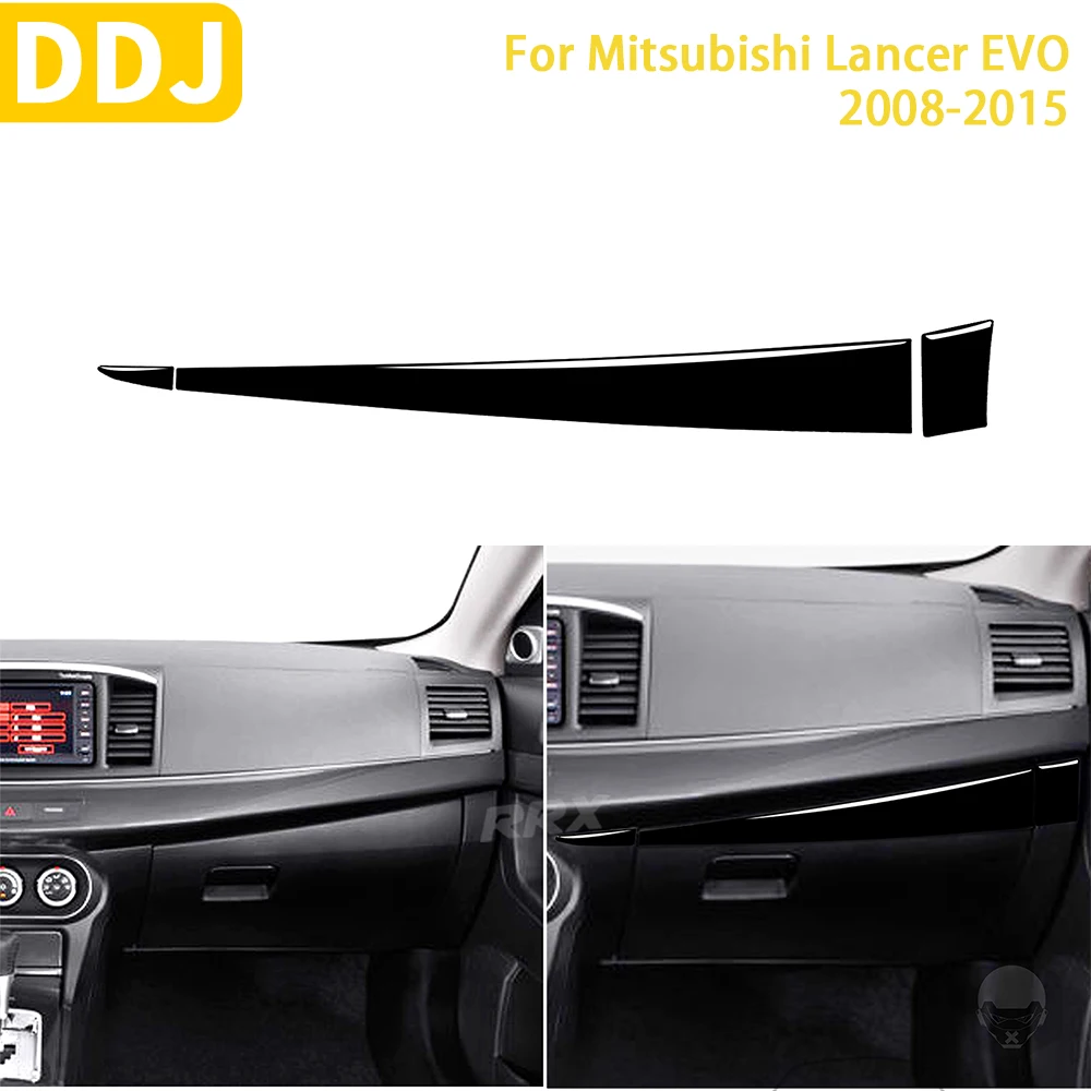 For Mitsubishi Lancer EVO X MR 2008-2015 Car Accessories Plastic Piano Black Interior Passenger Storage Box Panel Trim Sticker