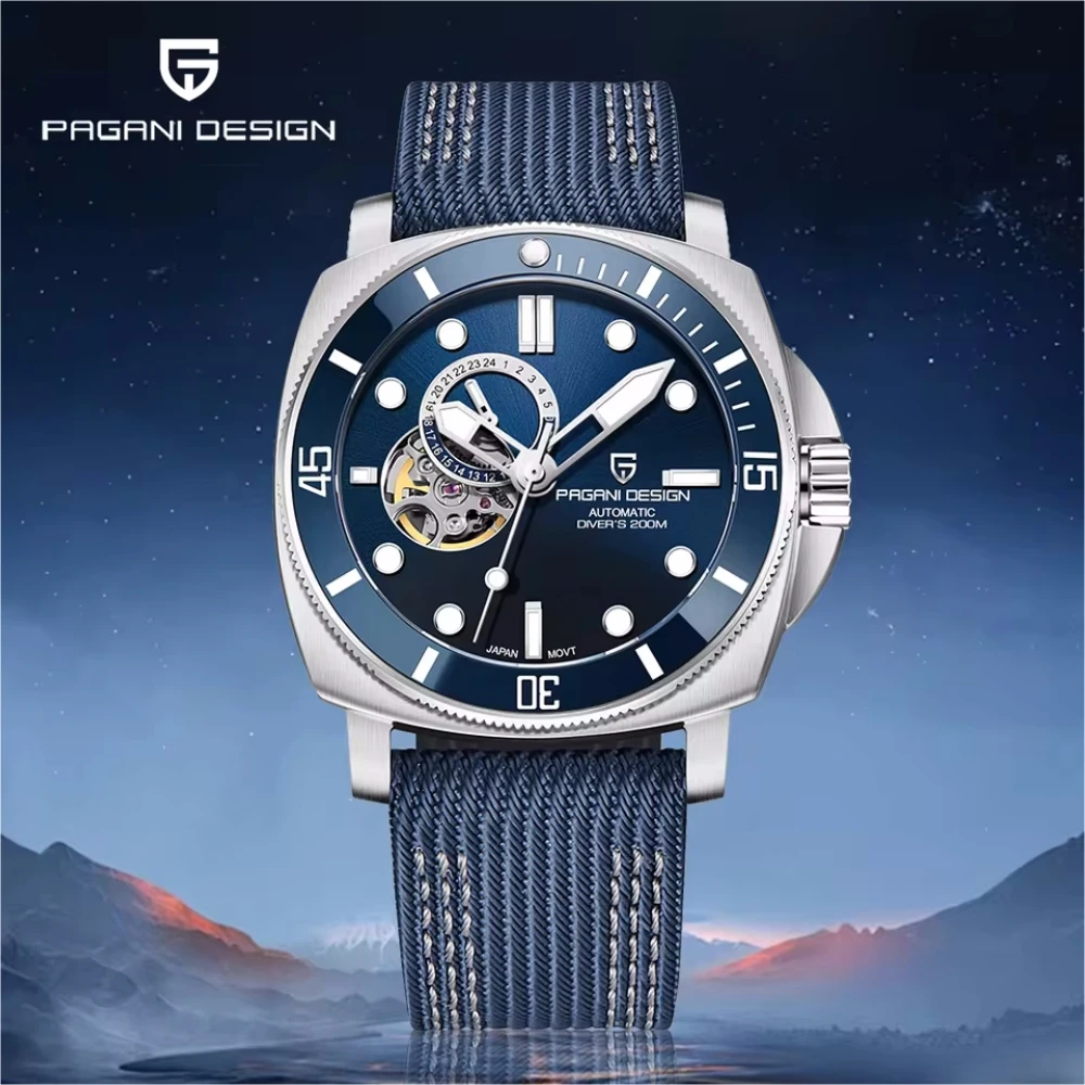 PAGANI DESIGN 2024 Original 43MM Men's Automatic Mechanical Watch NH39 200M Waterproof AR Sapphire Mirror Watches For Men ﻿