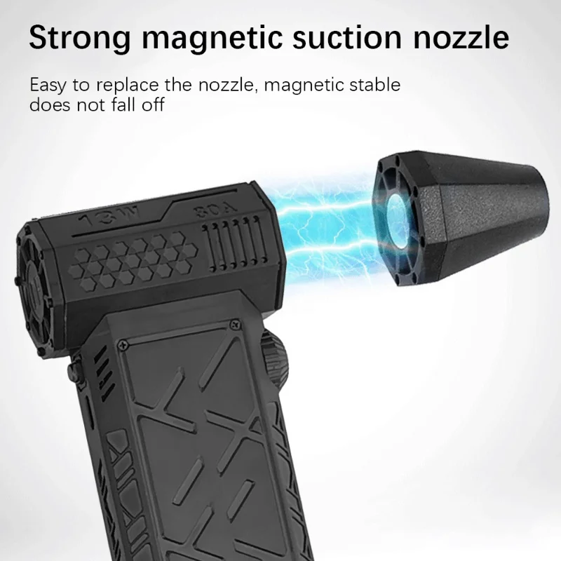130000RPM Electric Air Duster Compressed Air Duster With Magnetic Suction Nozzle Speed Adjustable Turbo Fan Built In 2x4000mAh