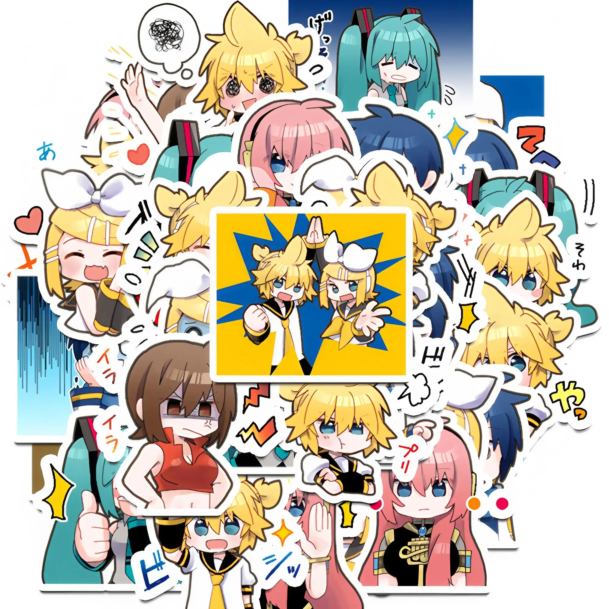 40Pcs New Anime Hatsune Miku Rin Len KAITO Luka kawaii Figure Waterproof sticker model toys DIY Hand account stickers Gifts
