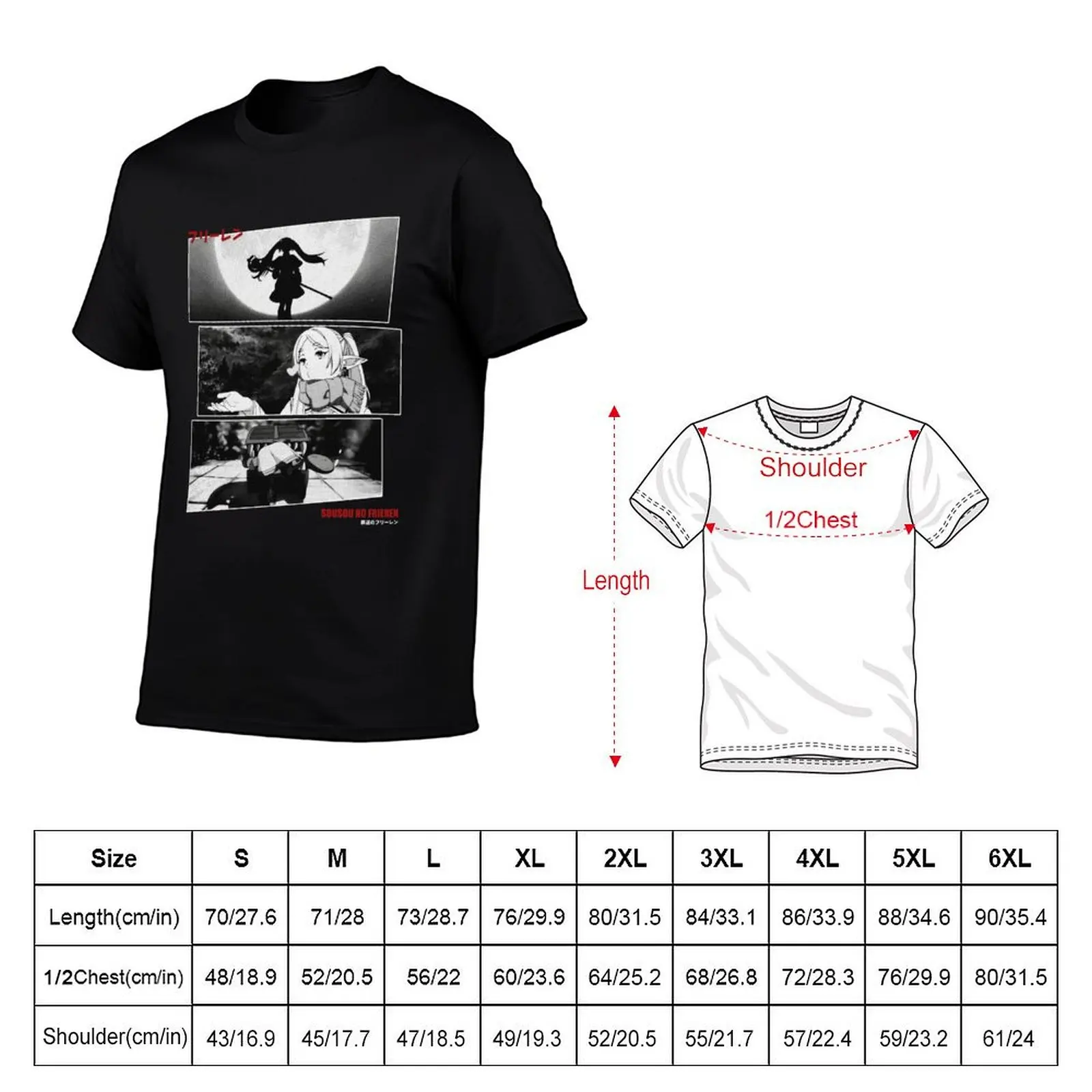 Sousou No Frieren Frieren Halftone Design T-Shirt Basic Short Sleeve Cotton Blend T-Shirt