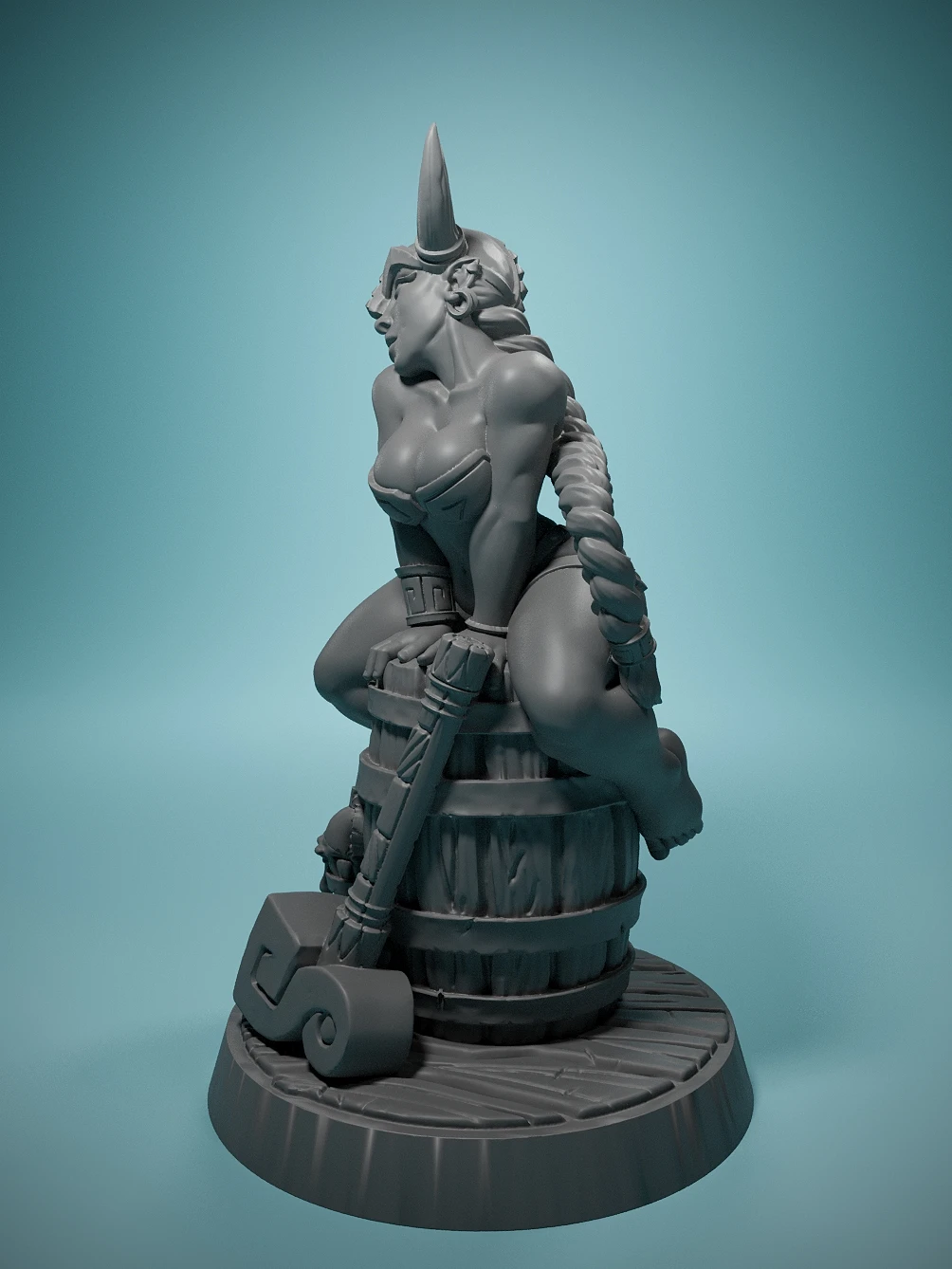 3D Game Character Miniatures Runa-Dwarven Beauty With Braided Hair,Tabletop Role Playing Game Toys 3D Unpainted Female Dwarven