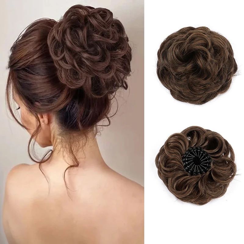 

Synthetic Hair Bun Wig Donut Wavy Shrink Scrunchie Hair Pieces Ladies Hair Extension Curly Wrap