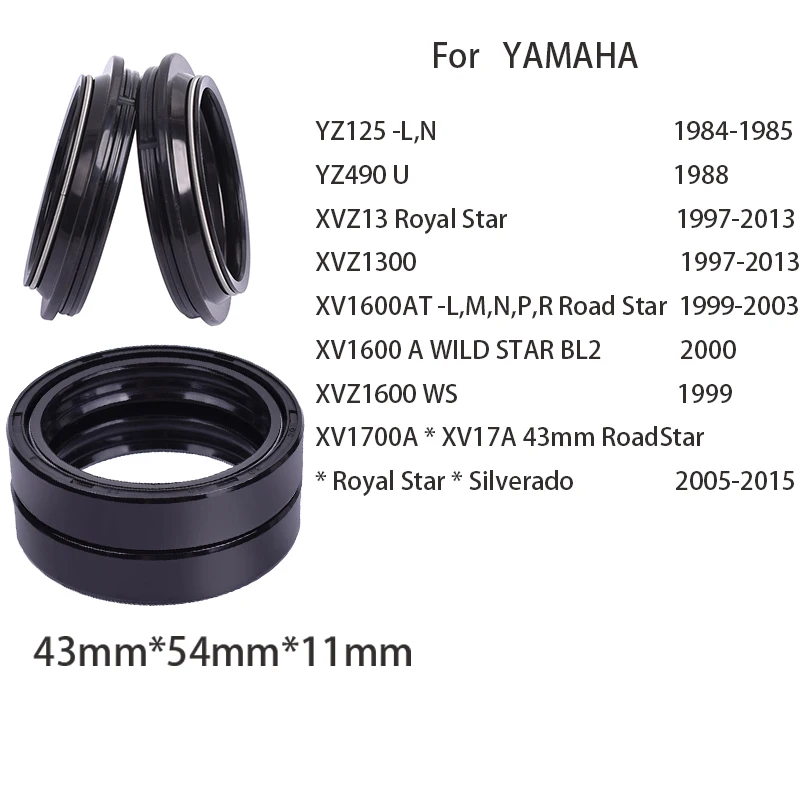 Комплект сальников и пыльников передней вилки 43x54x11 43 мм для Yamaha YZ125 YZ490 XVZ1300 XV1600 XV1700