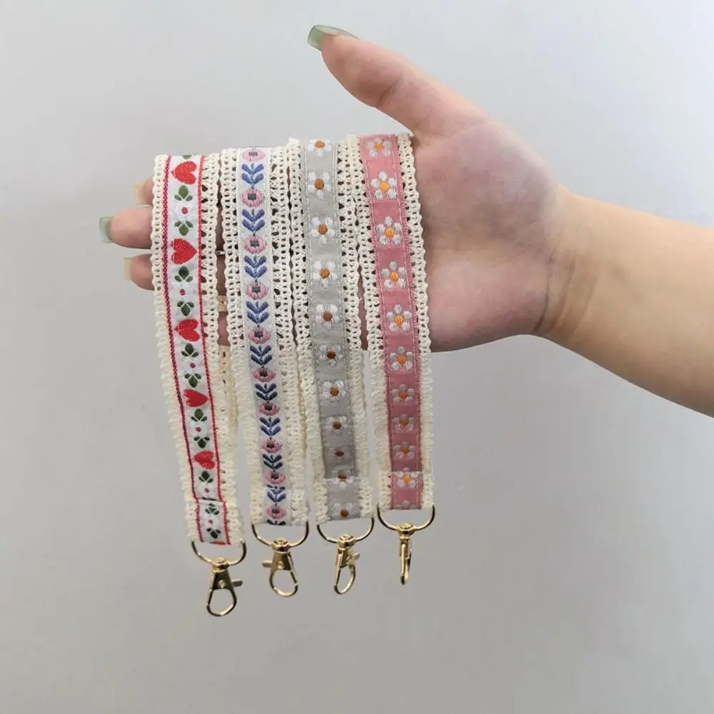 Универсальный анти-потерянный кружевной ремешок на запястье, тканевый красочный цветок, брелок с подвеской в этническом стиле, сумка с плетеной веревкой, аксессуары для сумок