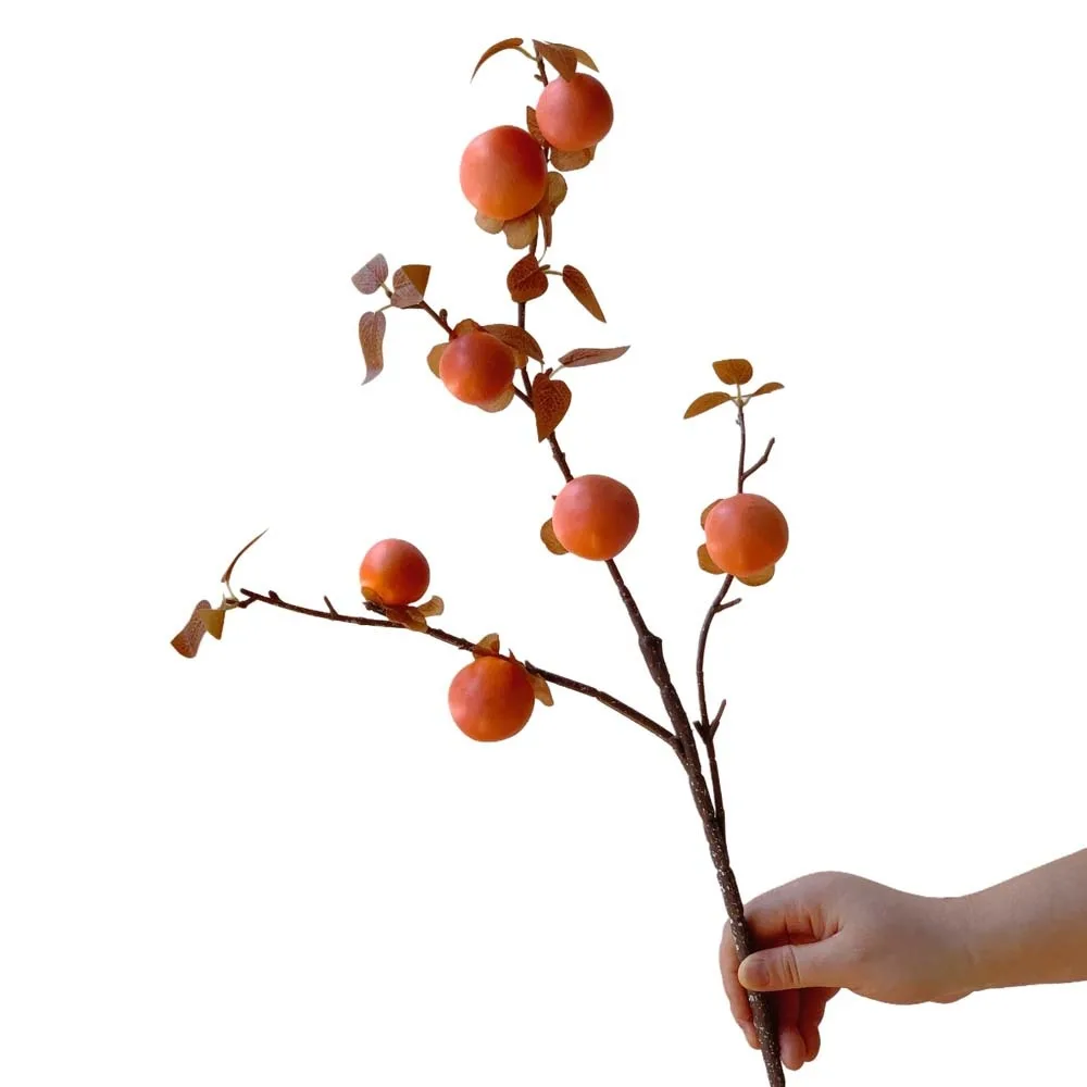 

3/5/7 Heads Artificial Persimmon Branch Realistic Foam Simulation Persimmon Fruit Elegant Handmade Fake Plants Wedding Decor