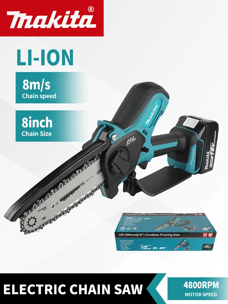 Makita draadloze kettingzaag voor houtbewerking met kleine draagbare elektrische 6-inch zaagmachine, mini draagbare kettingzaag 18V - afbeelding 2