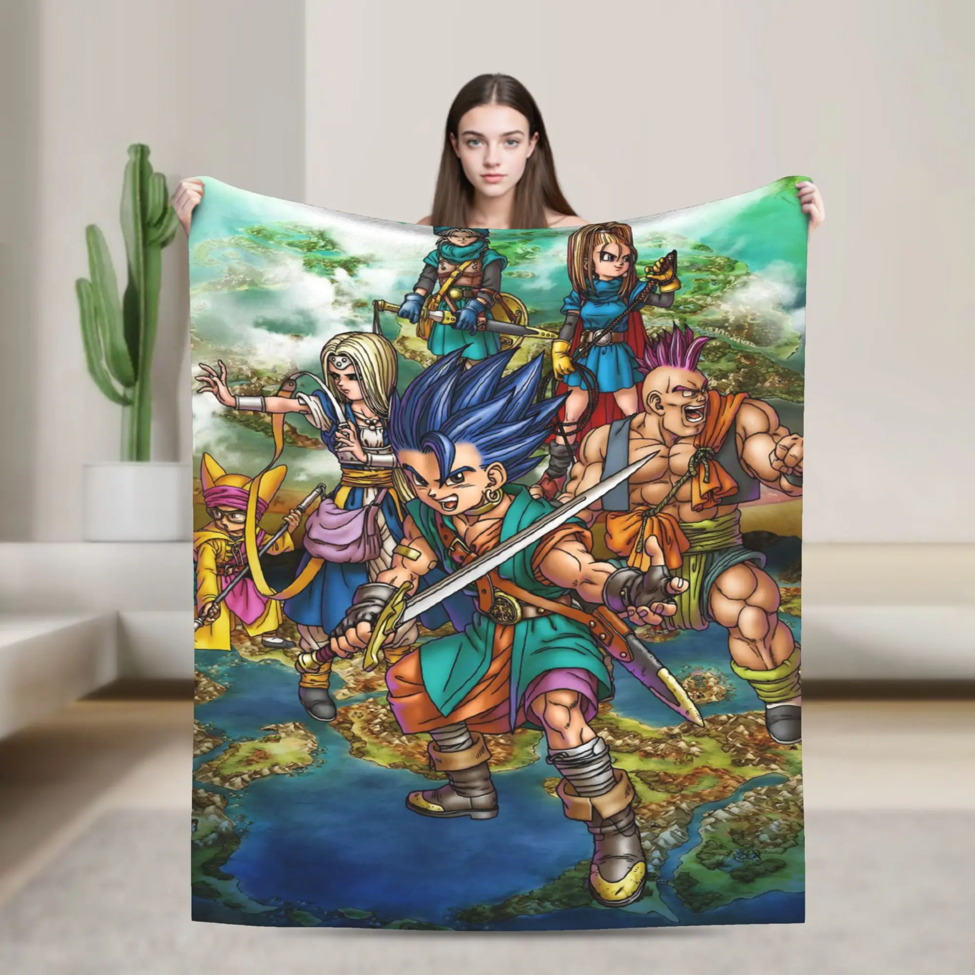 Dragons Quests Game Flannel Blankets Anlace Hero Erdrick Slime Customized Throw Blanket for Home Hotel Sofa Plush Thin Quilt