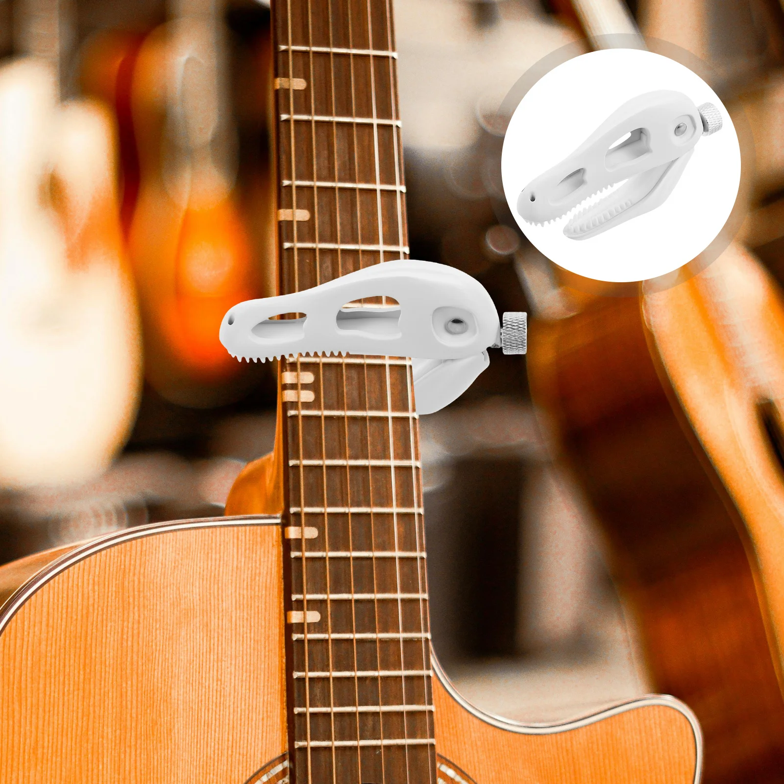 

Ergonomic Dinosaur Capo Zinc Alloy Tuning Clamp for Acoustic Electric Guitars Ukulele Mandolin Banjo Bass Musical Instruments