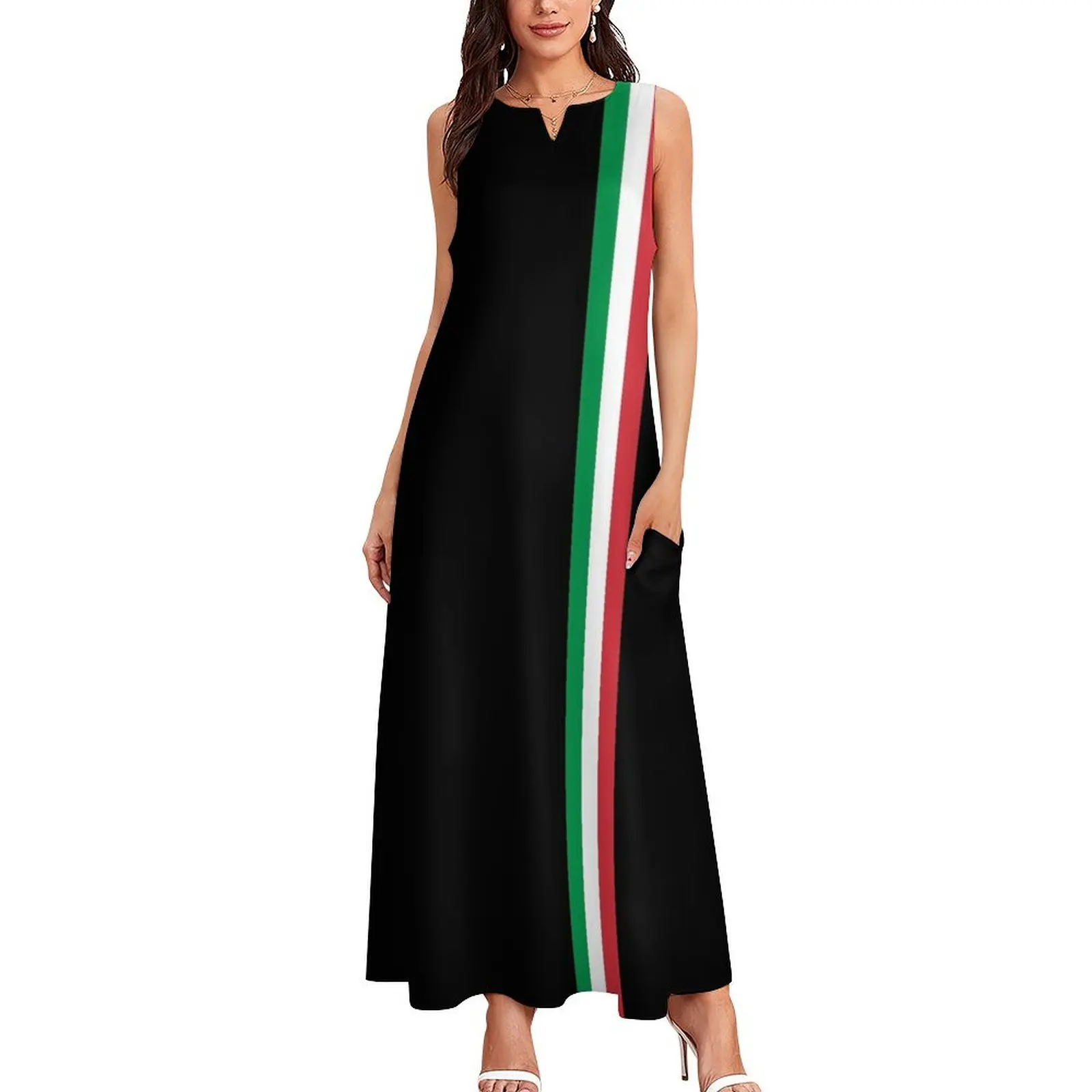 Il Tricolore bandiera italiana Design abito lungo abito lungo abito donna chic ed elegante