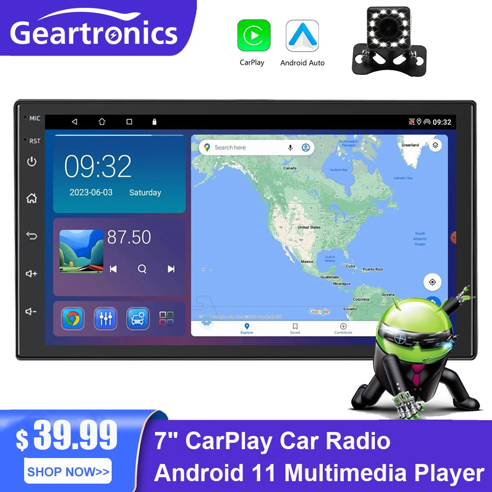 

Android 11 Car Radio Wireless Carplay Android Auto 7" Touch Screen 2 Din Car Stereo EQ/BT/GPS/WiFi Camera Car Multimedia Player