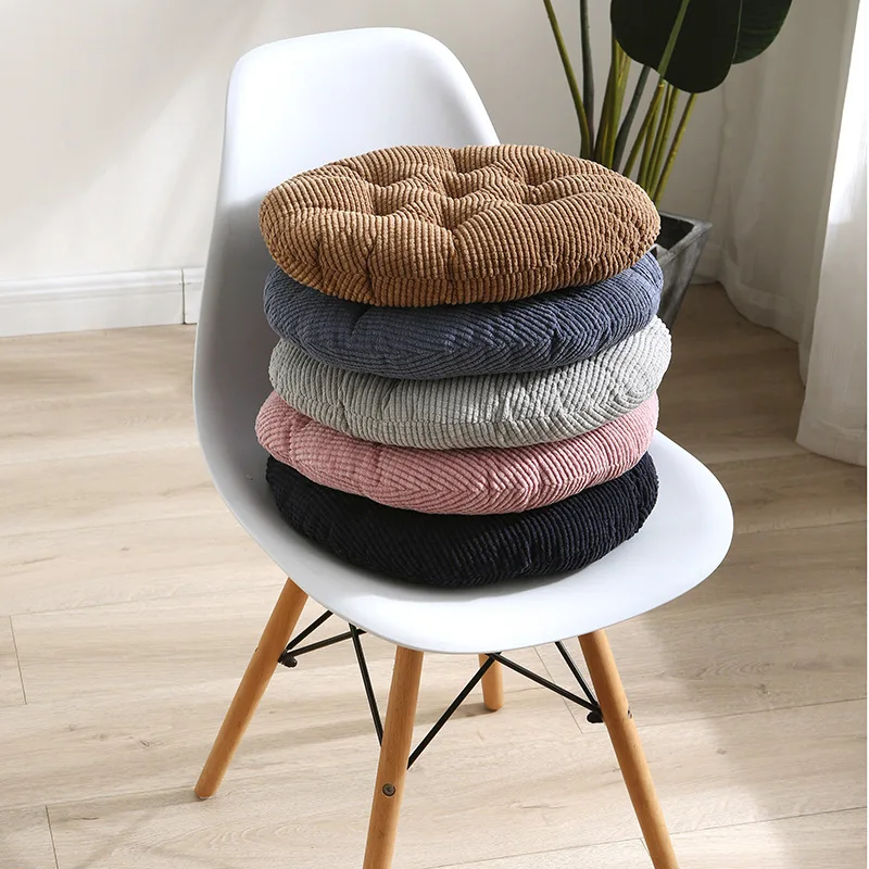 

Simple Thickening Corduroy Round Seat Cushion, Student Stool Butt Cushion, Office Hip Pad, Rush Cushion, Tatami Floor Mat