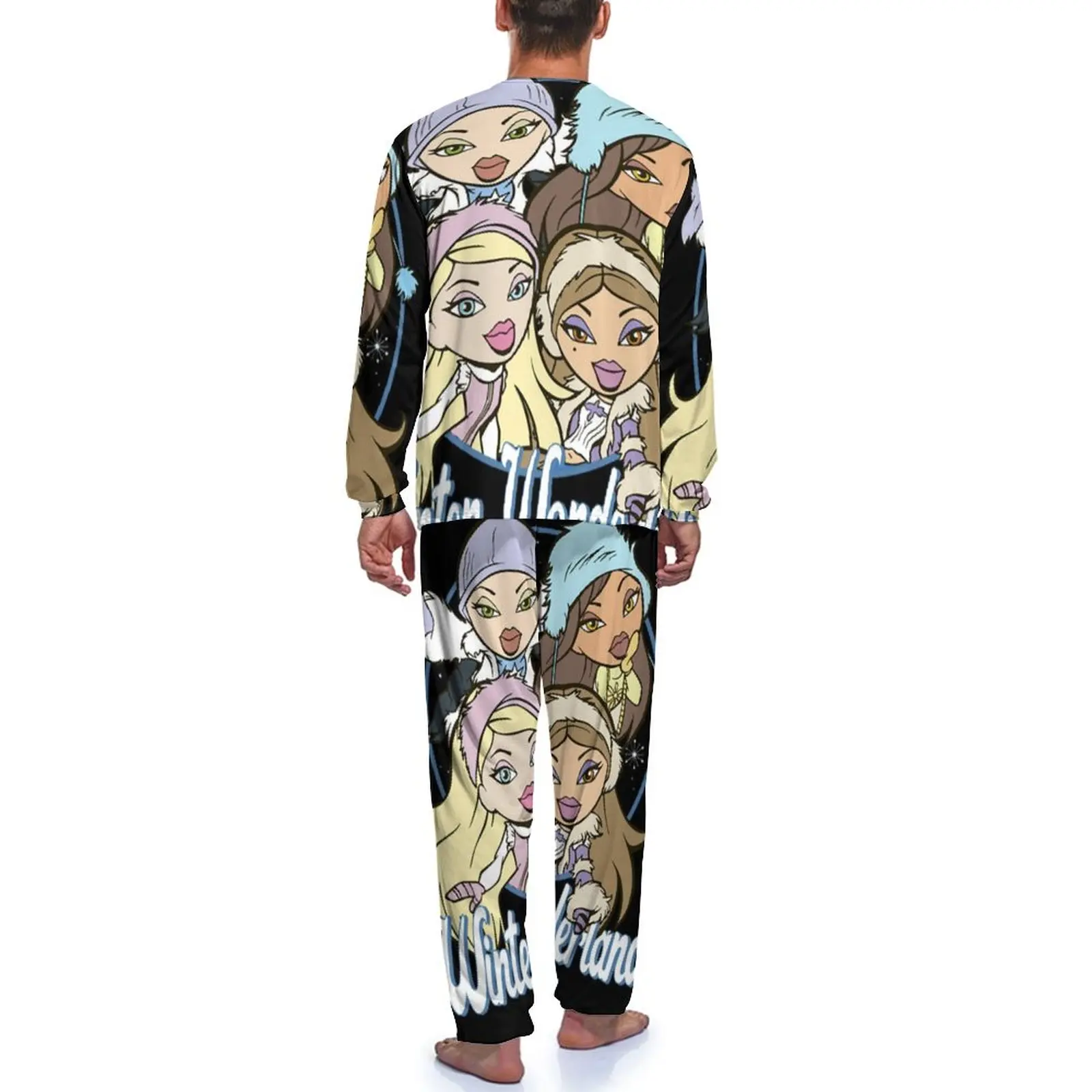 Bratz Winter Wonderland Bratz Circle Portrait Pajamas Spring Two Piece Makeup Angel Style Feminsim Fashion Retro Pajama Sets