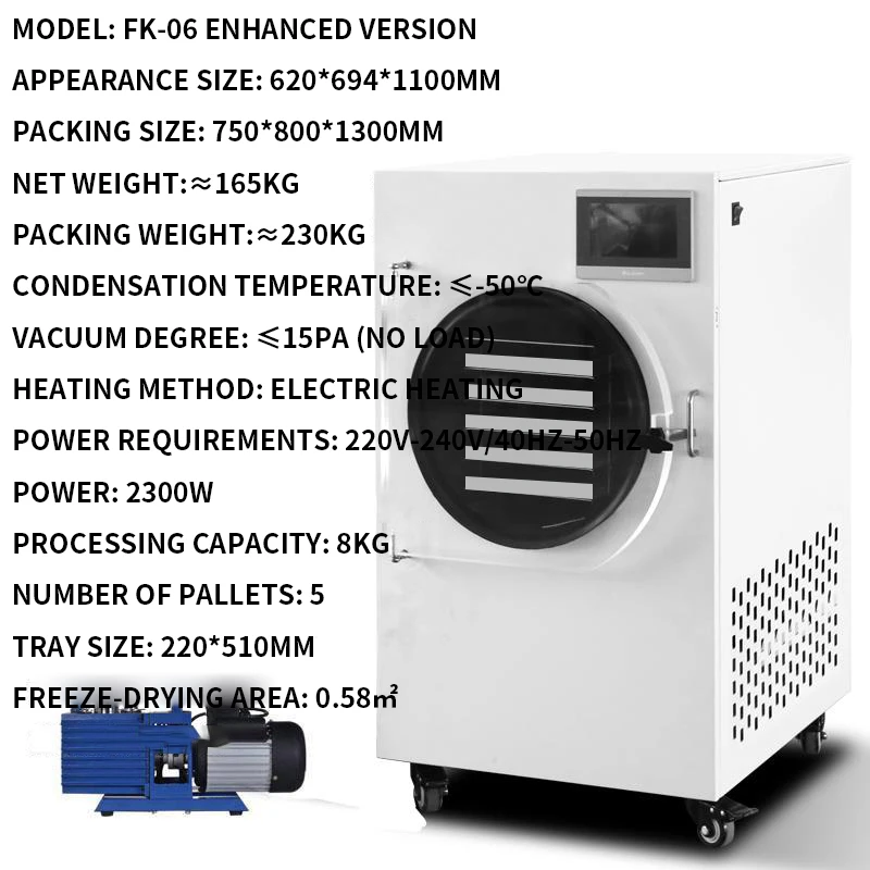 4-6kg/Batch Vacuum Fruit Freeze Drying Dried Machines For Candy Mini Vegetables Lyophilizer Food Freezer Dryer 5 layers