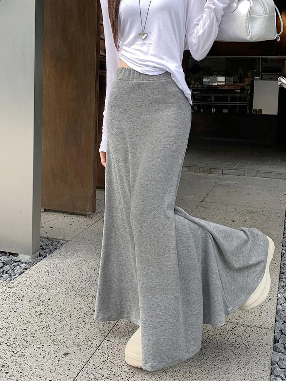 Solid High Waist Sheath Fishtail Skirt Early Autumn 2024 New Temperament Casual Fashion Drape Slimming Long dress Women