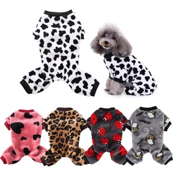 Dog Winter Pajamas Pomeranian Overalls Pajamas Halloween Print Warm Jumpsuits for Small Puppy Clothes for Dogs Chihuahua