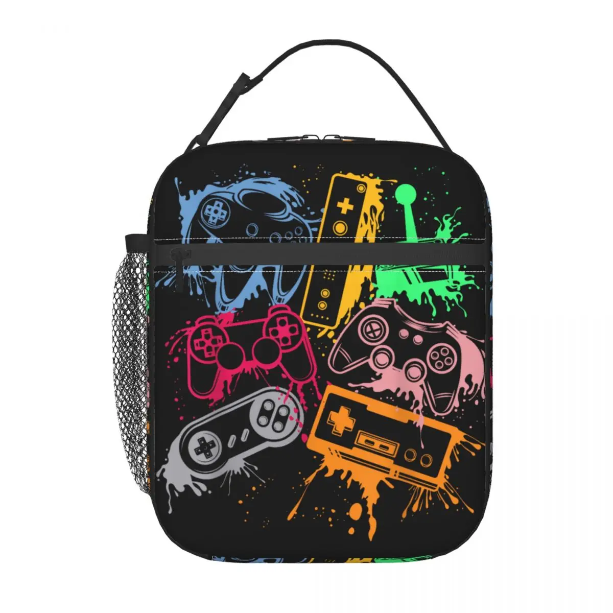 Video Game Console Controllers Retro 80's 90's Arcade Gamer Lunch Bag Lunch Box For Unisex Picnic Cooler Bag Thermal Lunch Bags