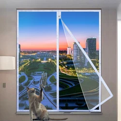Window Mosquito Net Screen Mesh with Zipper Customized size white Invisible Fiberglass Mesh Summer Prevent Mosquitoes Flies