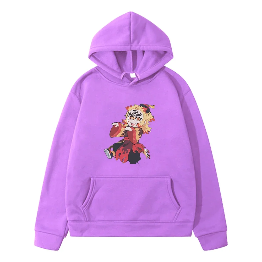 Chibi Cute Kyojuro Rengoku Hashira Kimetsu No Yaiba Pullover Hoodie Children's Costume Clothing Girl Sweatshirt Baby Boy Clothes