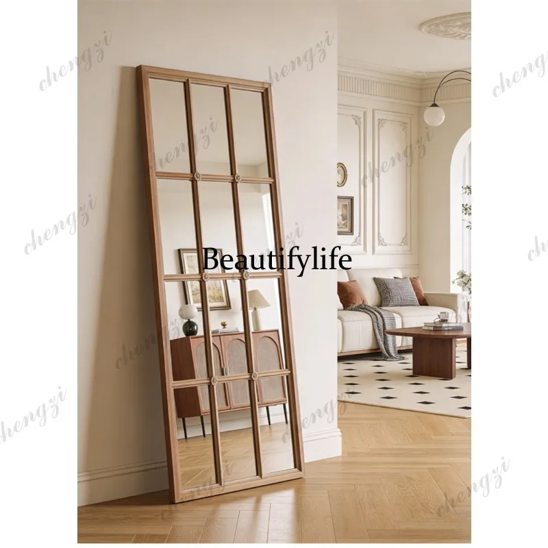 American rural medieval wabi wind corridor wall-mounted mirror household retro, decorative mirror floor-to-ceiling full-length