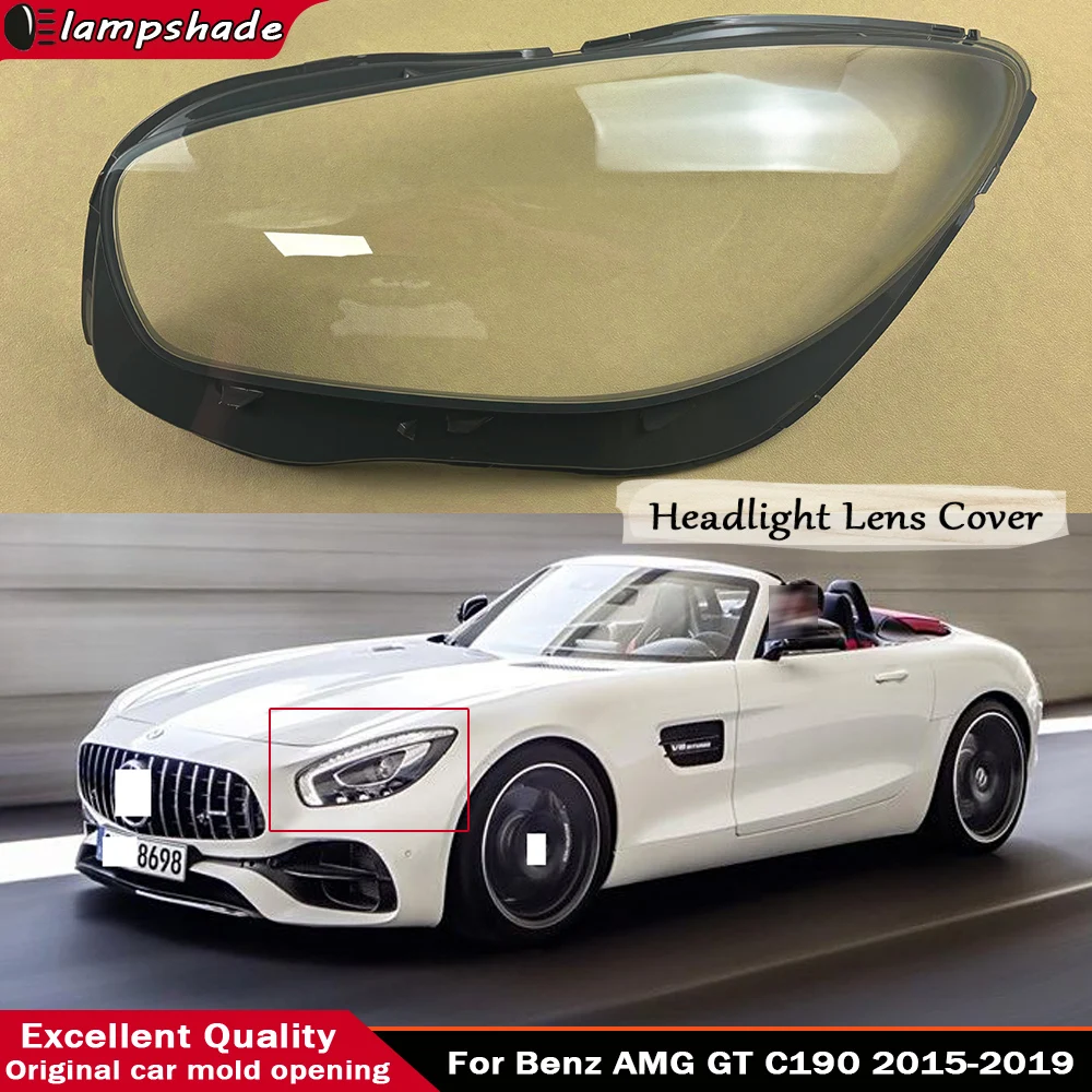 

For Benz Mercedes AMG GT C190 2015-2019 Headlight Cover Transparent Lampshade Lamp Shade Plexiglass Replace Original Lens