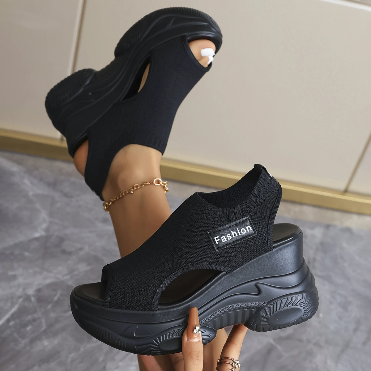 

Summer Women Sandals Sexy Roman Crystal Thick Sole Casual New Walking Shoes Everyday Soft Breathable Fashionable Sports Sandals