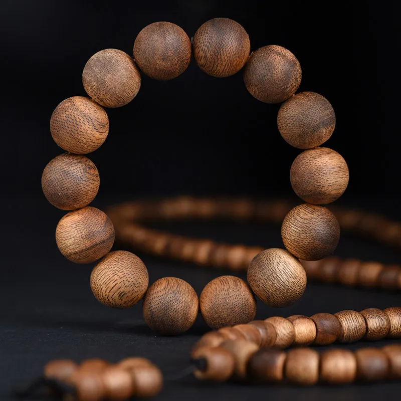 

Vietnamese Nha Trang Yellow Qi Nan Agarwood Bracelets Buddhist Beads Ethnic Style Prayer Beads for Men and Women Gifts
