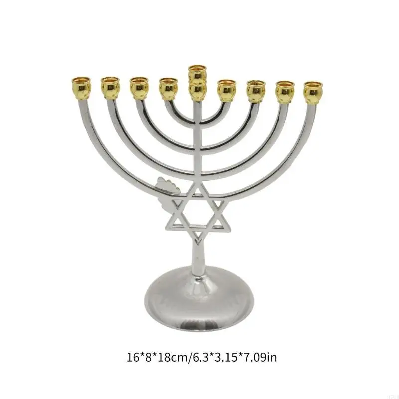97QD Hanukkah Stand Festive Celebration Holder 9 Branch Satnd