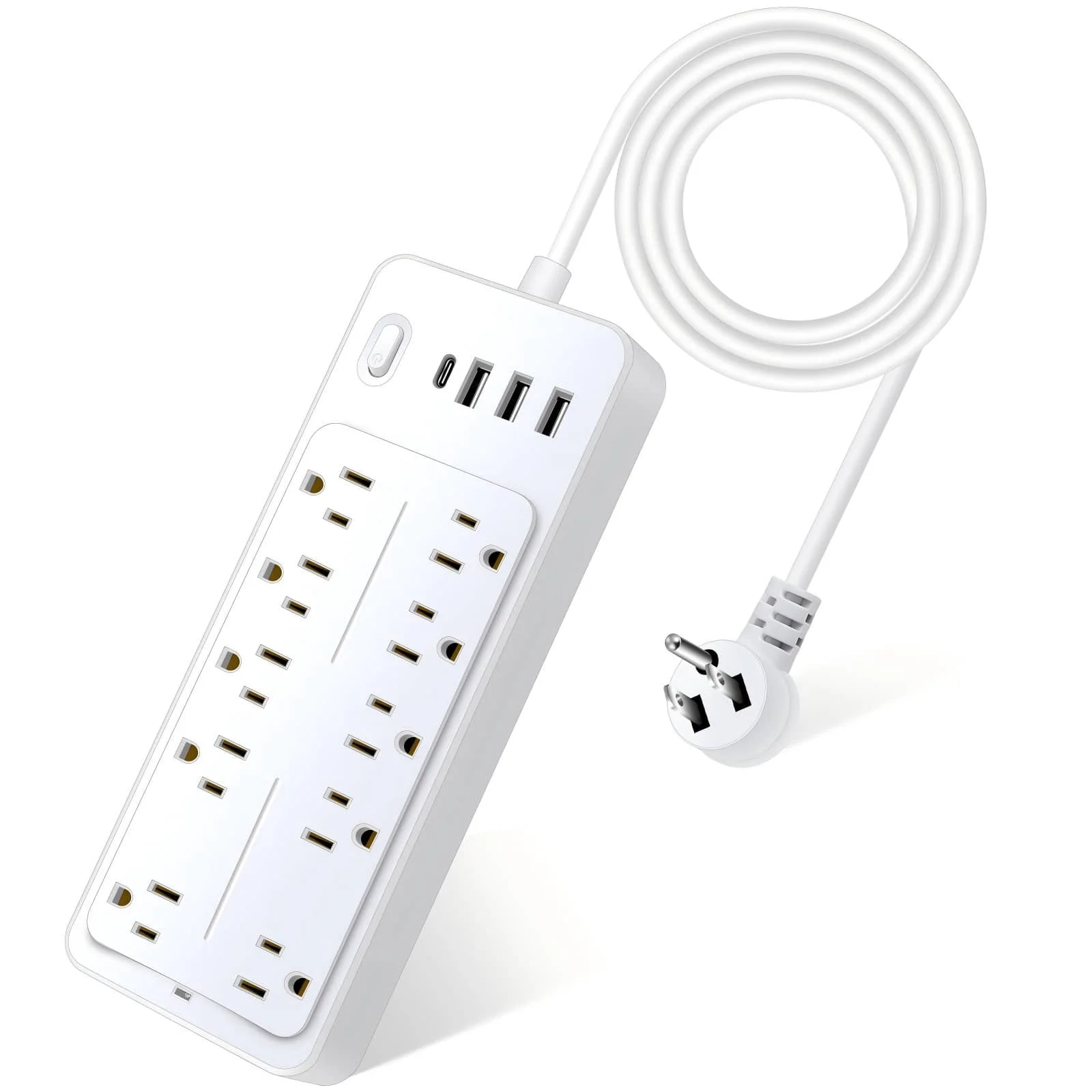 Power Strip Surge Protector, 10 AC Outlets 3 USB-A & 1 USB-C Port, 14 in 1 Multi Outlet Extender, Overload Protection, Desktop Charging Station for Home Office Dorm